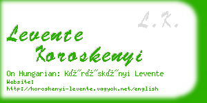 levente koroskenyi business card